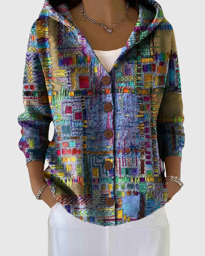 Marinella giacca in maglia con cappuccio fantasia multicolore