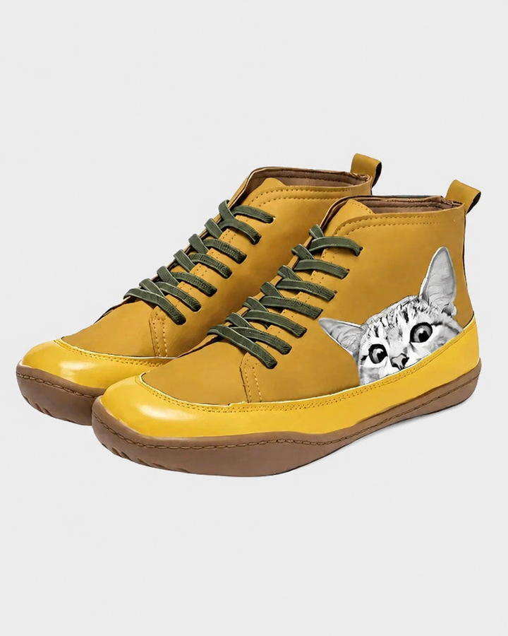 Mina | Sneakers Alte Impermeabili con Stampa Gatto