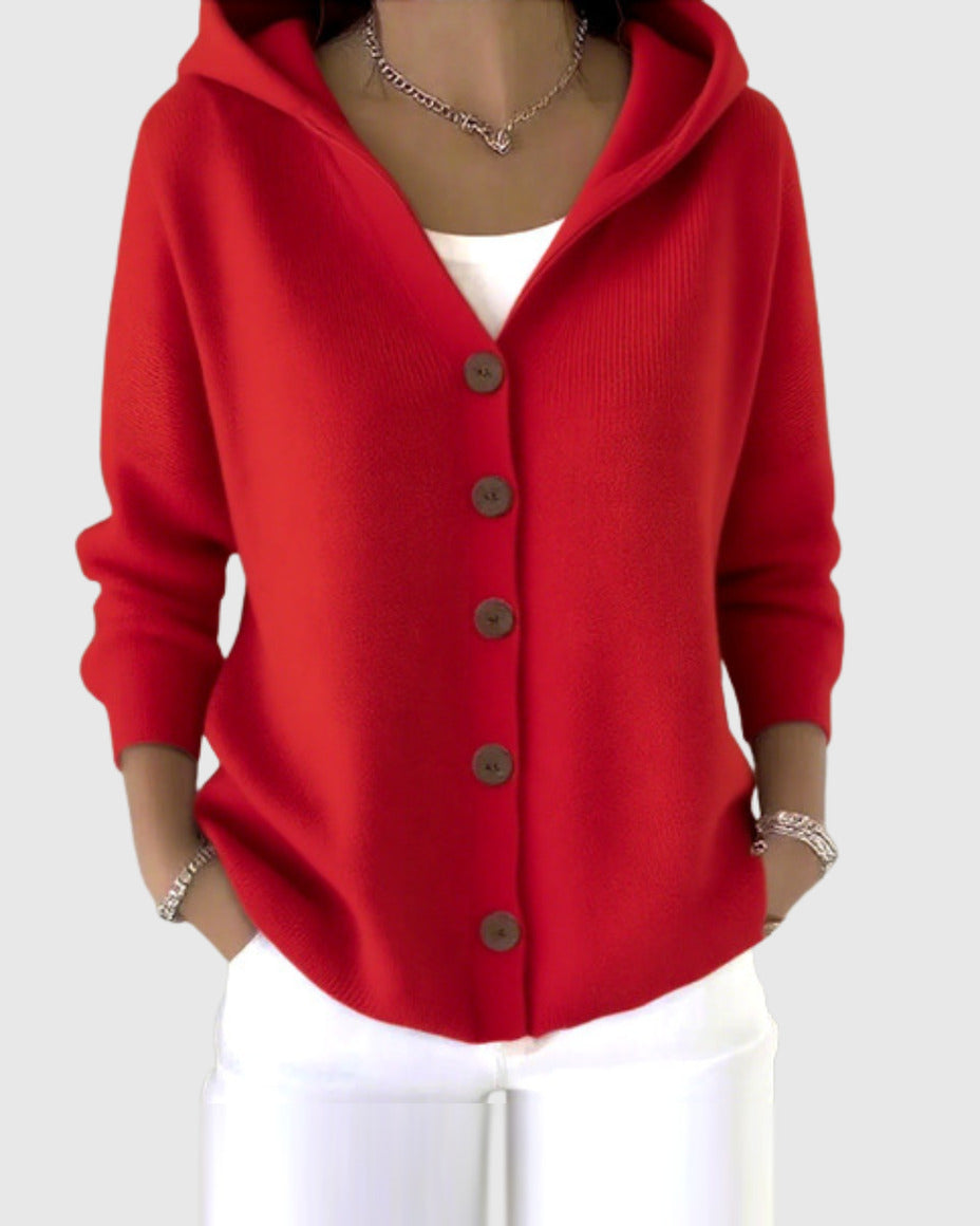 Marinella giacca in maglia con cappuccio rossa