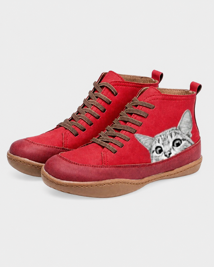 Mina | Sneakers Alte Impermeabili con Stampa Gatto