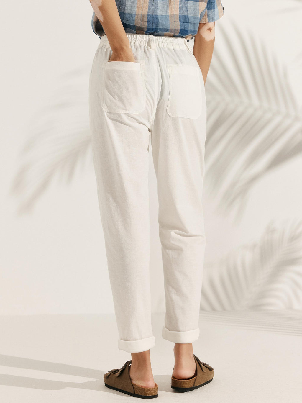 Elena | Pantaloni in Lino con Chiusura a Bottone