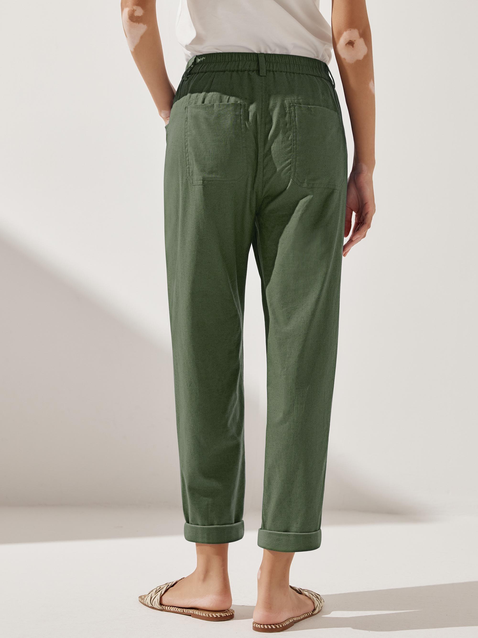 Alessia | Pantaloni in Lino con Chiusura a Bottone