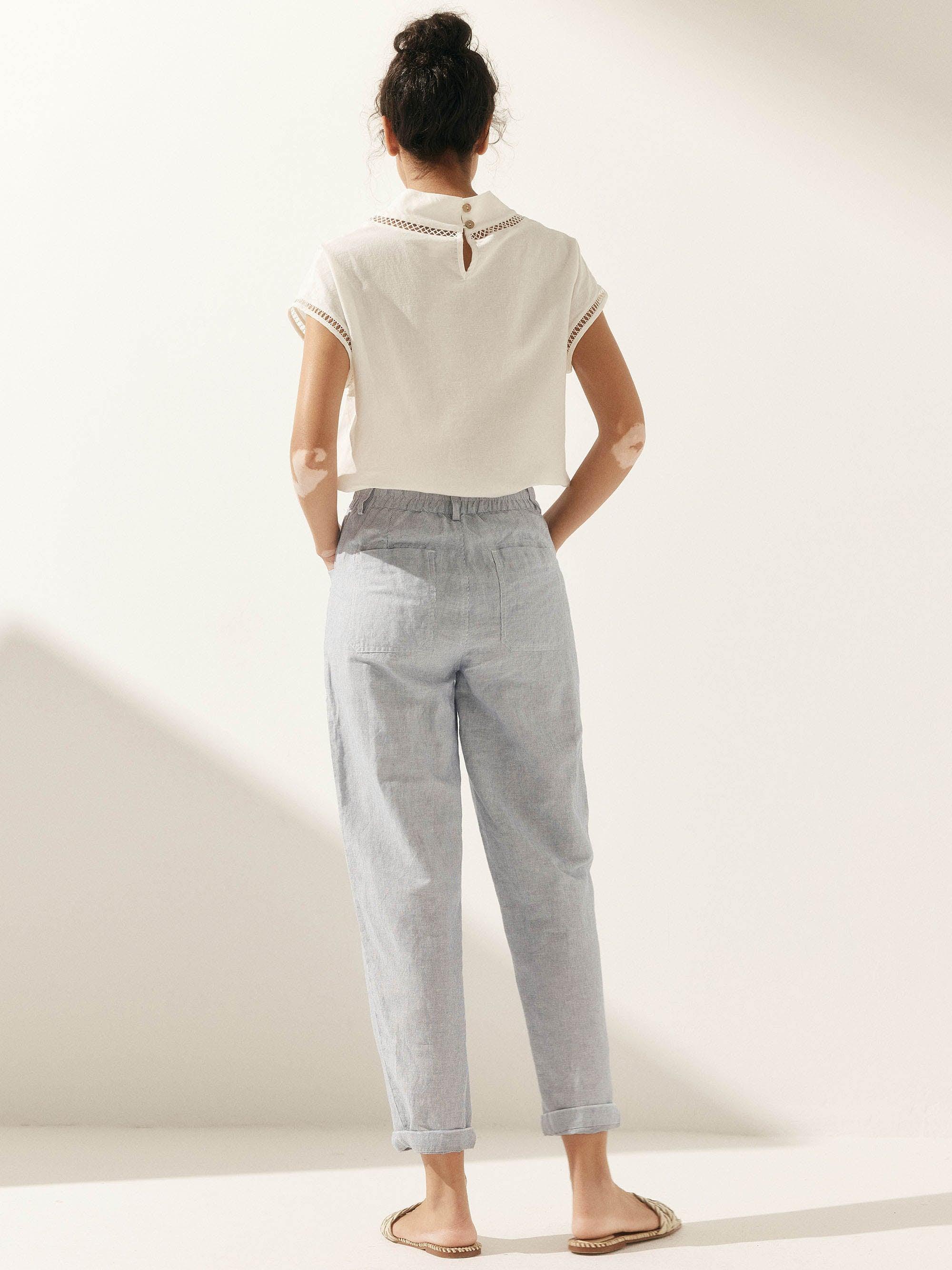 Alessia | Pantaloni in Lino con Chiusura a Bottone