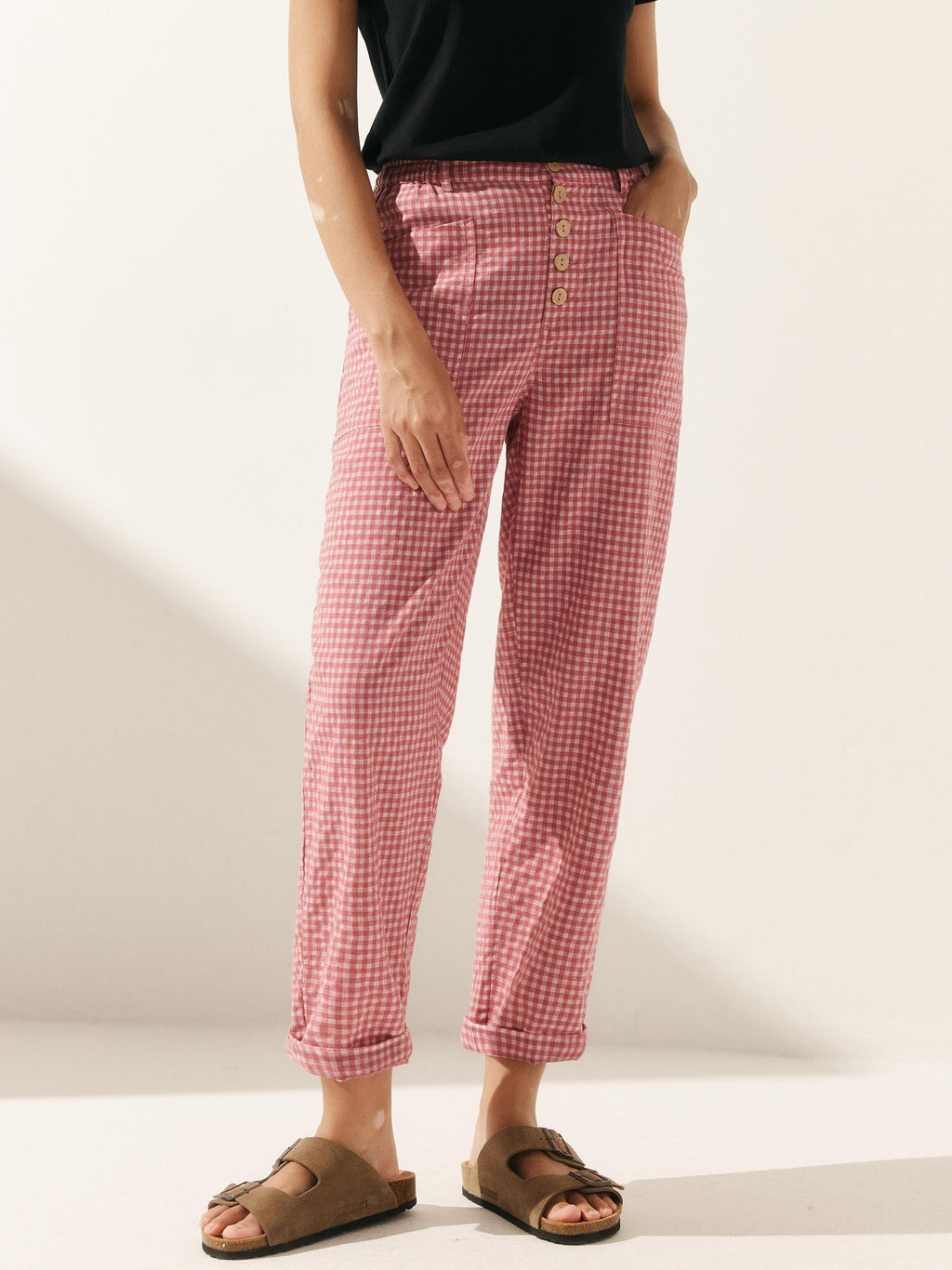 Alessia | Pantaloni in Lino con Chiusura a Bottone