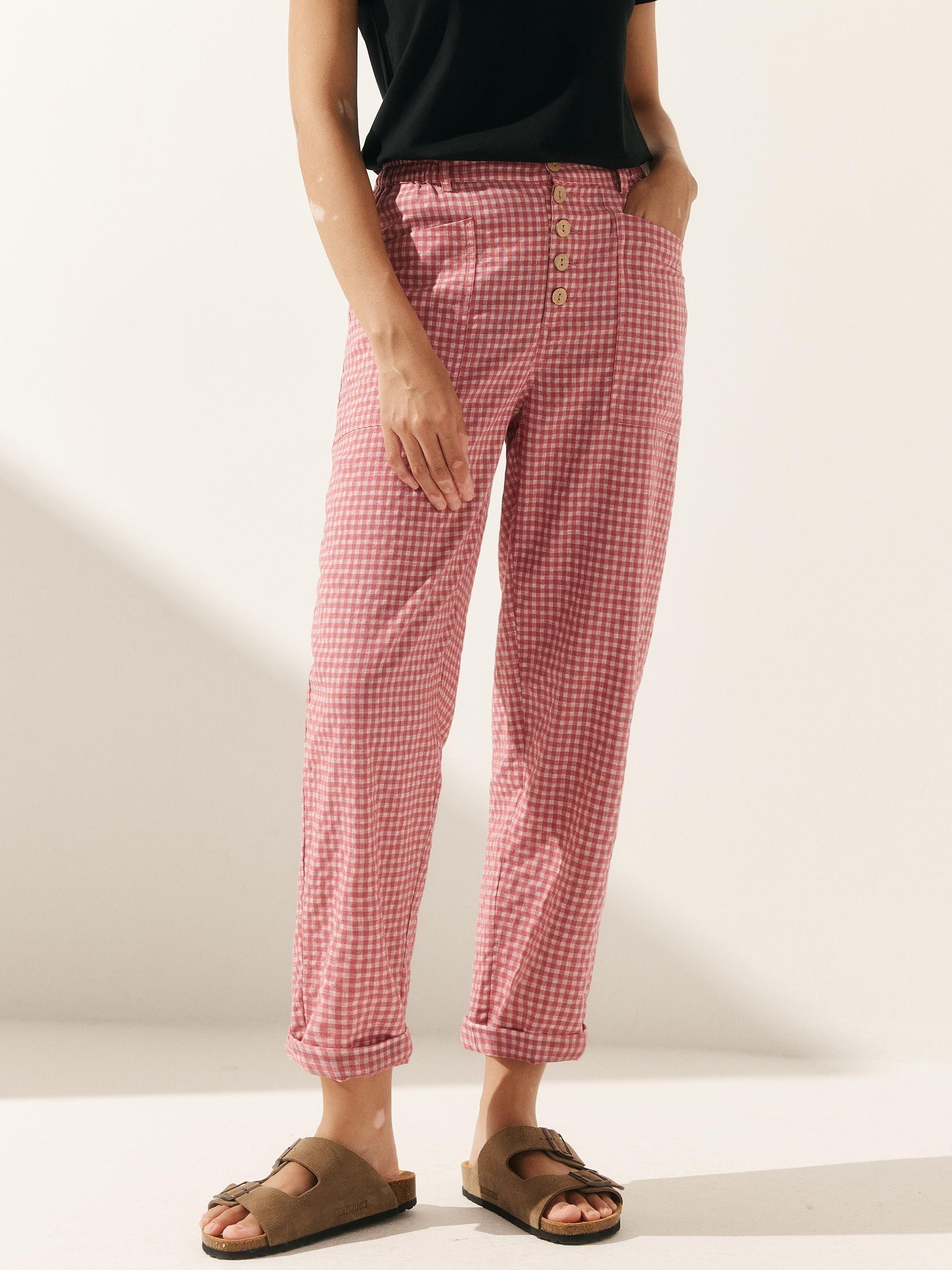 Alessia | Pantaloni in Lino con Chiusura a Bottone