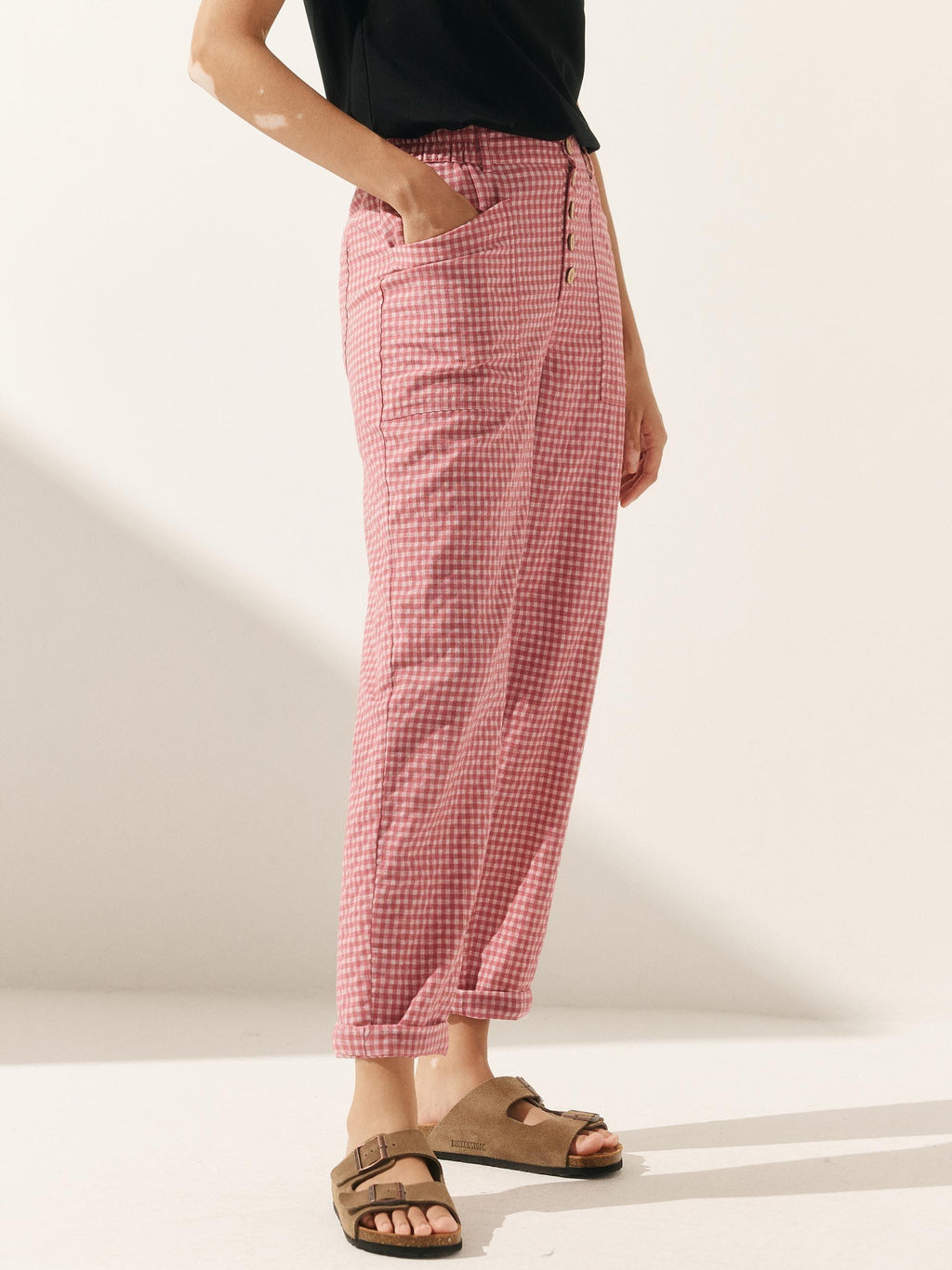 Elena | Pantaloni in Lino con Chiusura a Bottone