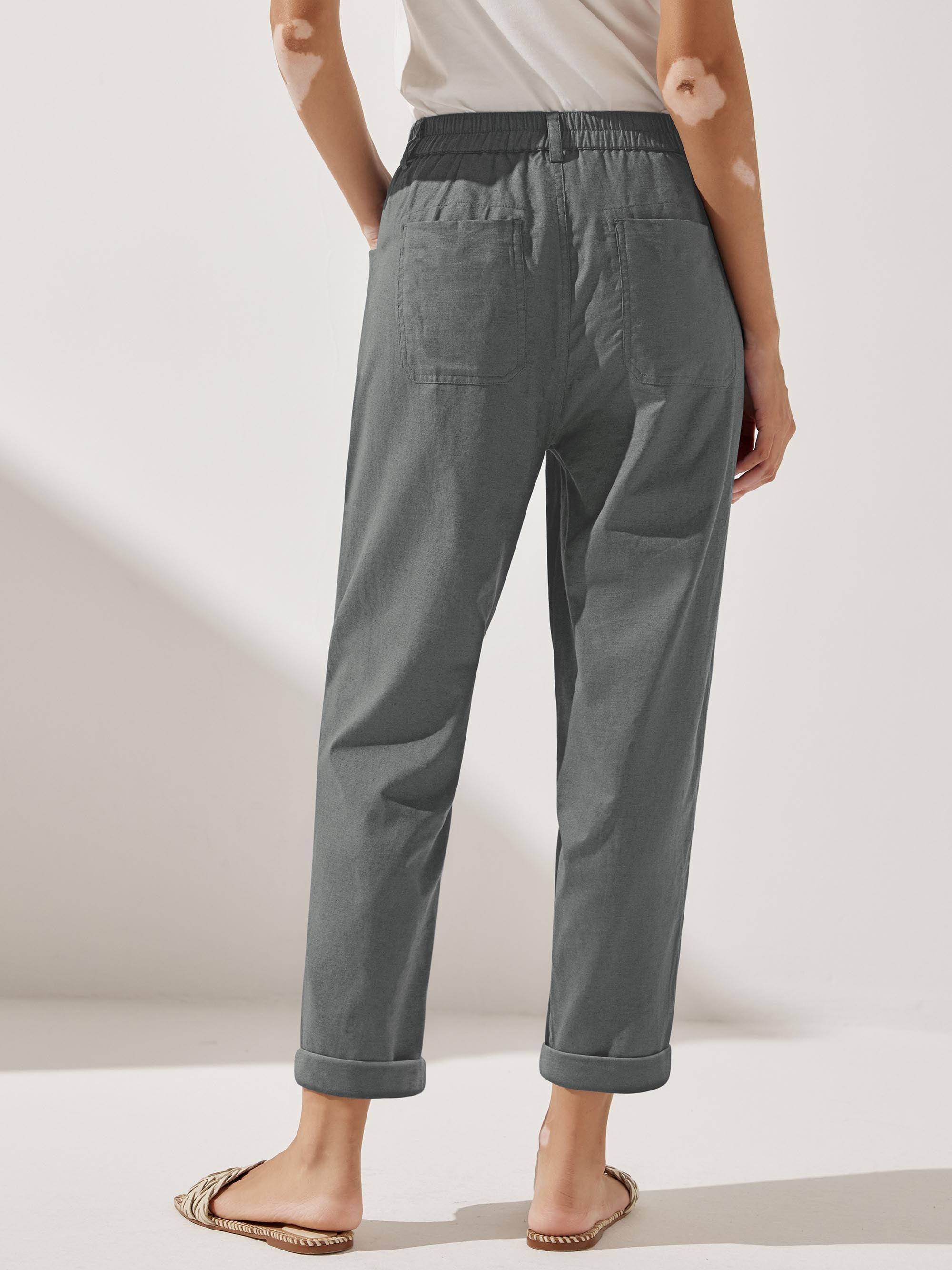 Elena | Pantaloni in Lino con Chiusura a Bottone