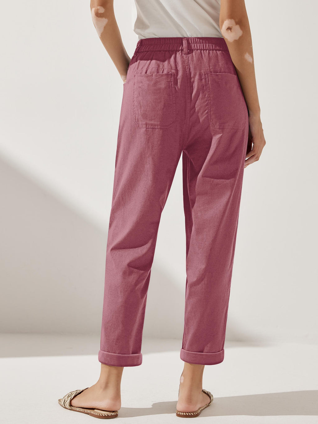 Elena | Pantaloni in Lino con Chiusura a Bottone