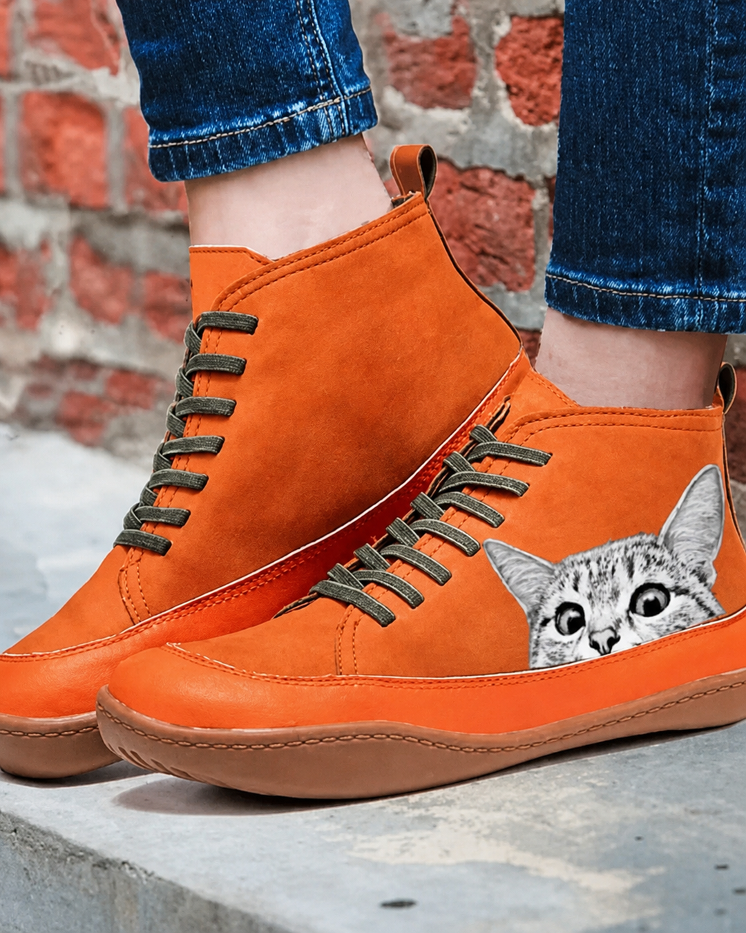 Mina | Sneakers Alte Impermeabili con Stampa Gatto