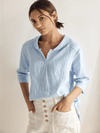 Giada | Top in Lino con Scollo a V e Maniche Corte