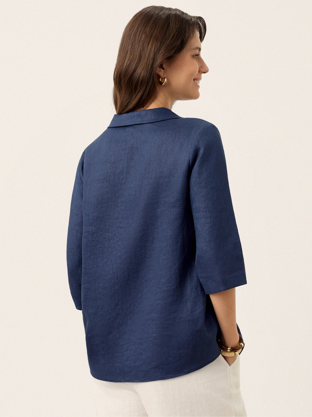 Ottilie | Top in Lino con Colletto Asimmetrico