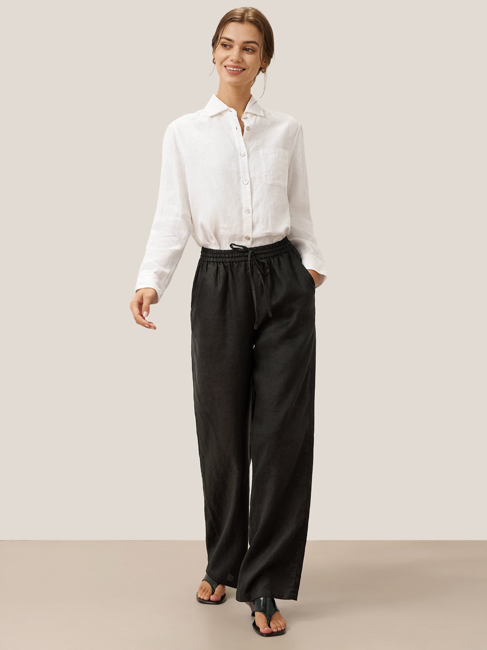 Pantaloni classici in lino al 100% LYON