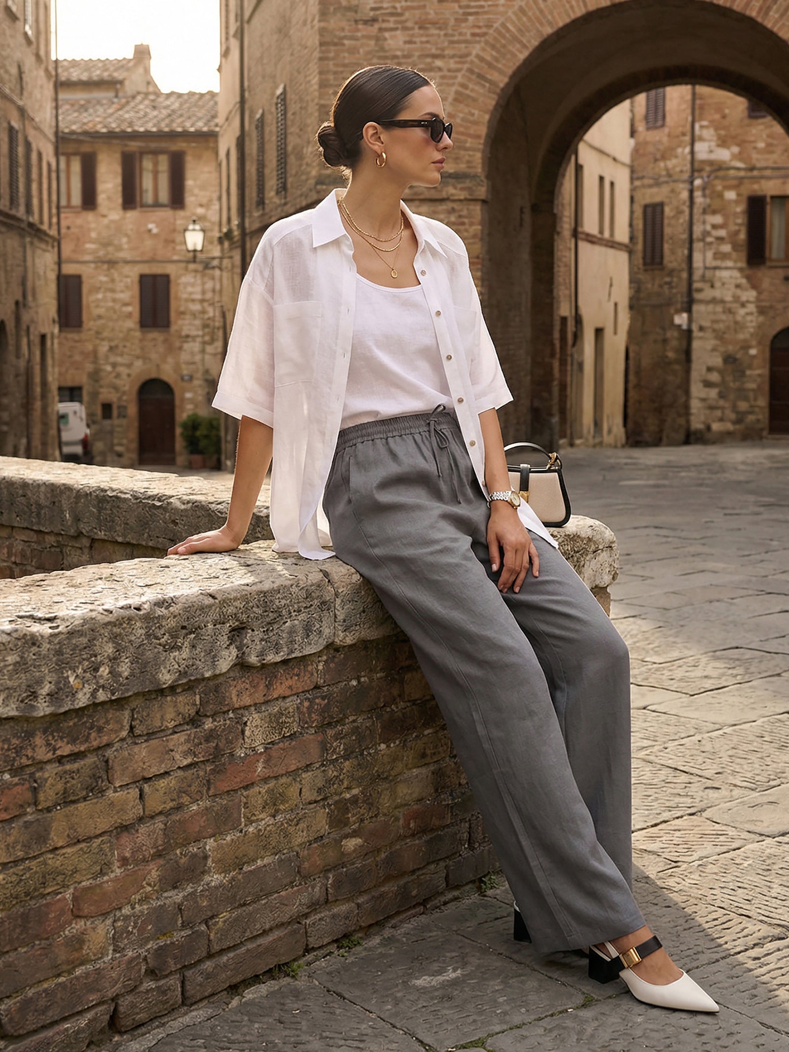 Pantaloni classici in lino al 100% LYON