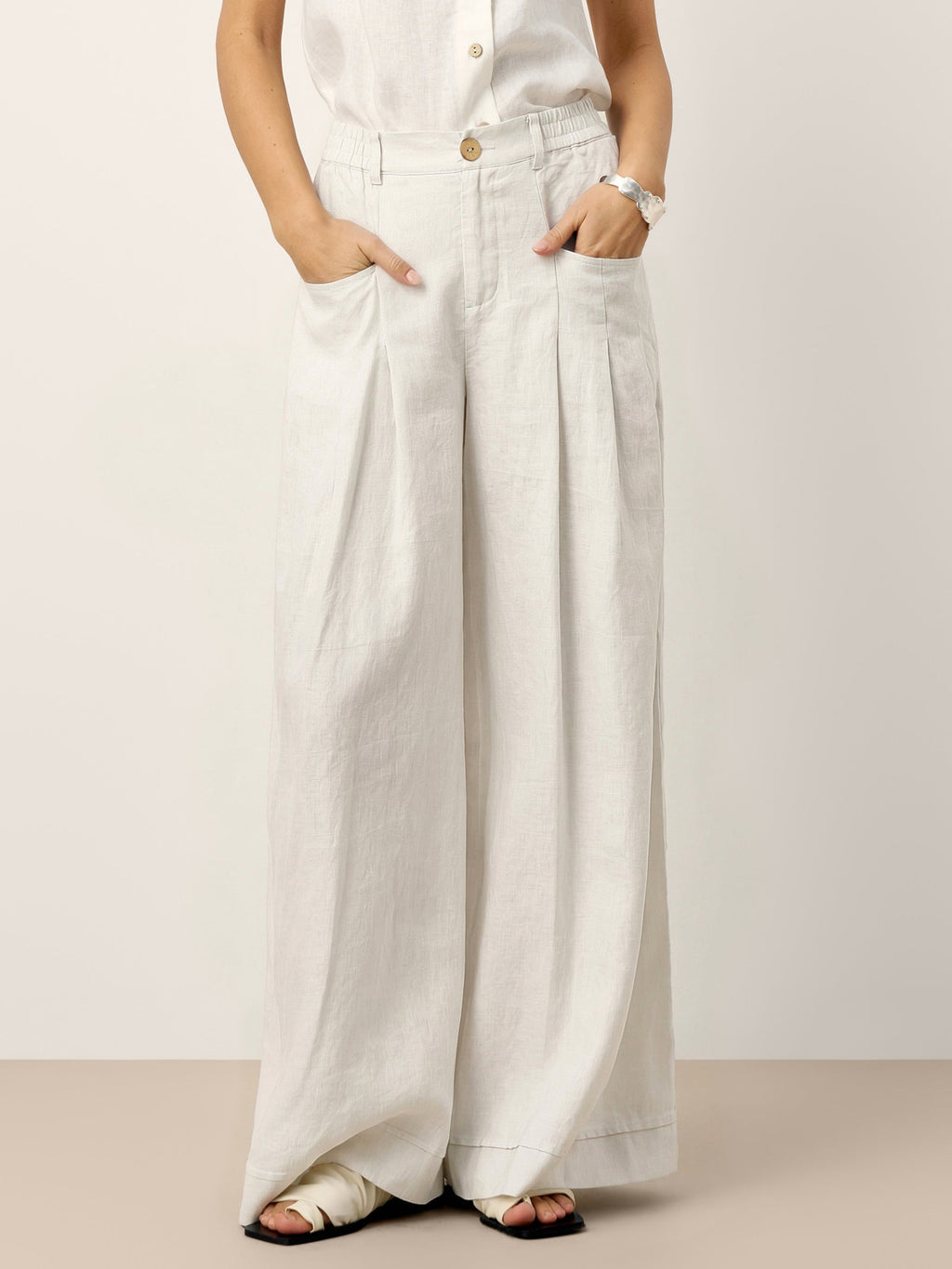 Beatrice | Pantaloni Rilassati in Lino con Pieghe Scolpite