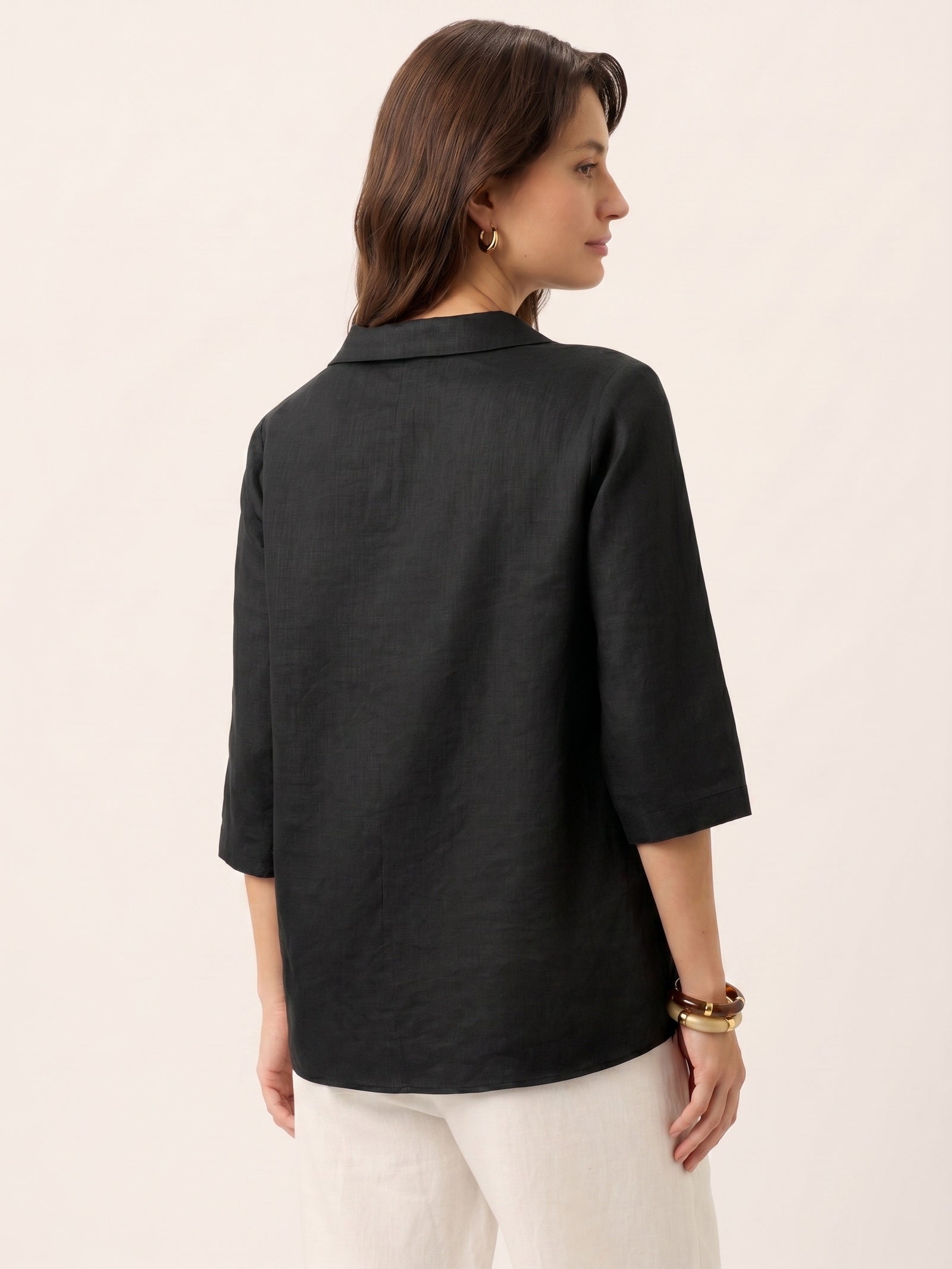 Ottilie | Top in Lino con Colletto Asimmetrico