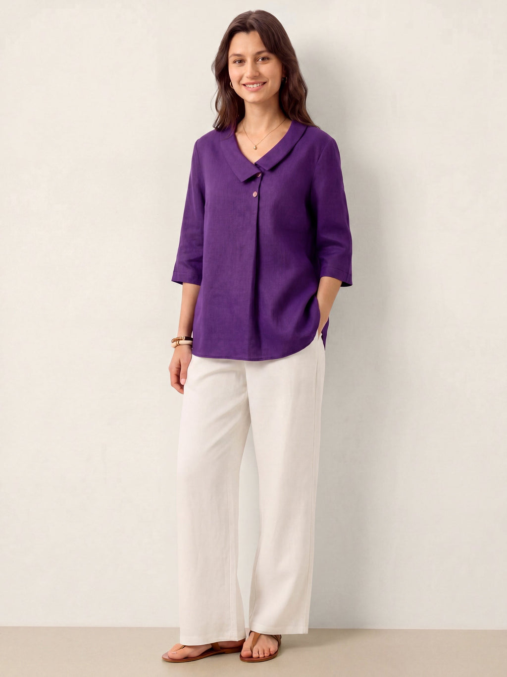 Ottilie | Top in Lino con Colletto Asimmetrico