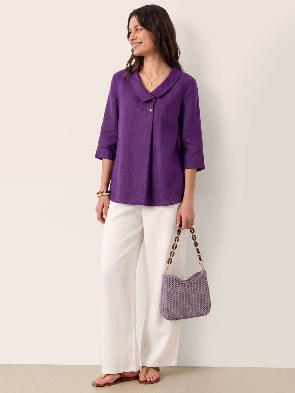 Ottilie | Top in Lino con Colletto Asimmetrico
