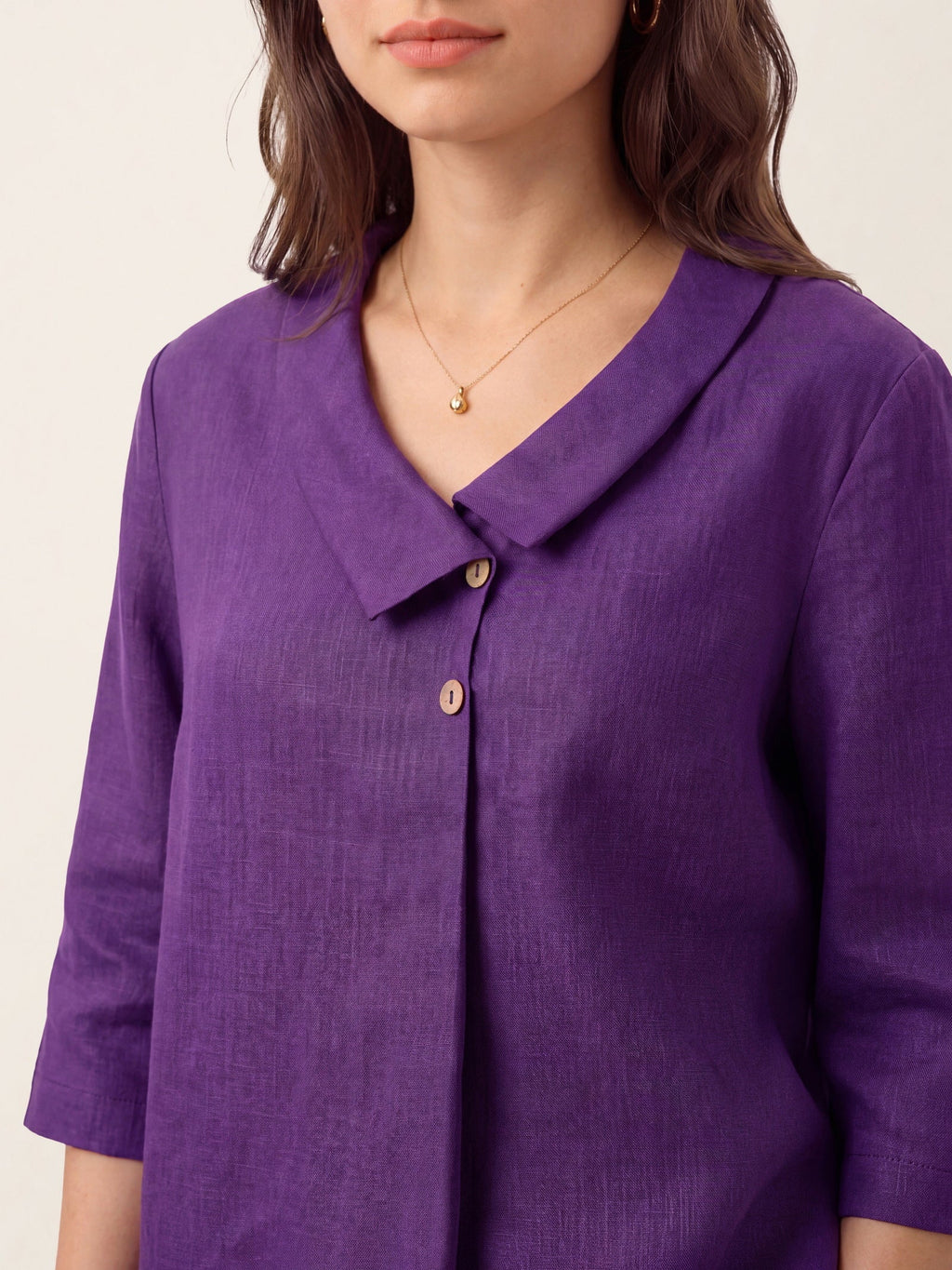 Ottilie | Top in Lino con Colletto Asimmetrico