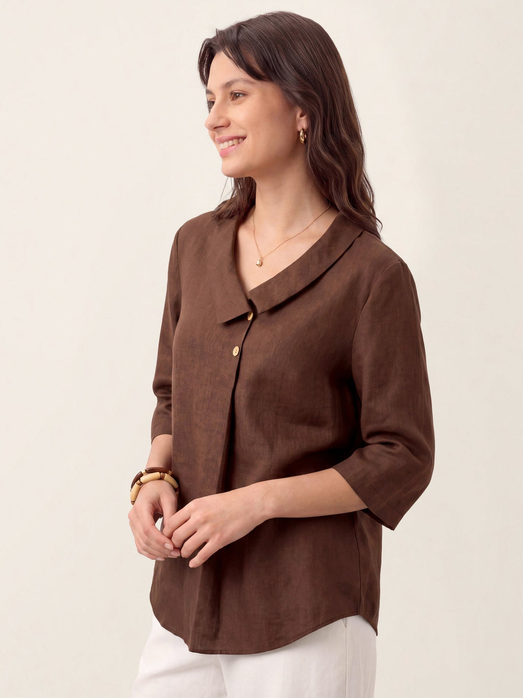 Ottilie | Top in Lino con Colletto Asimmetrico