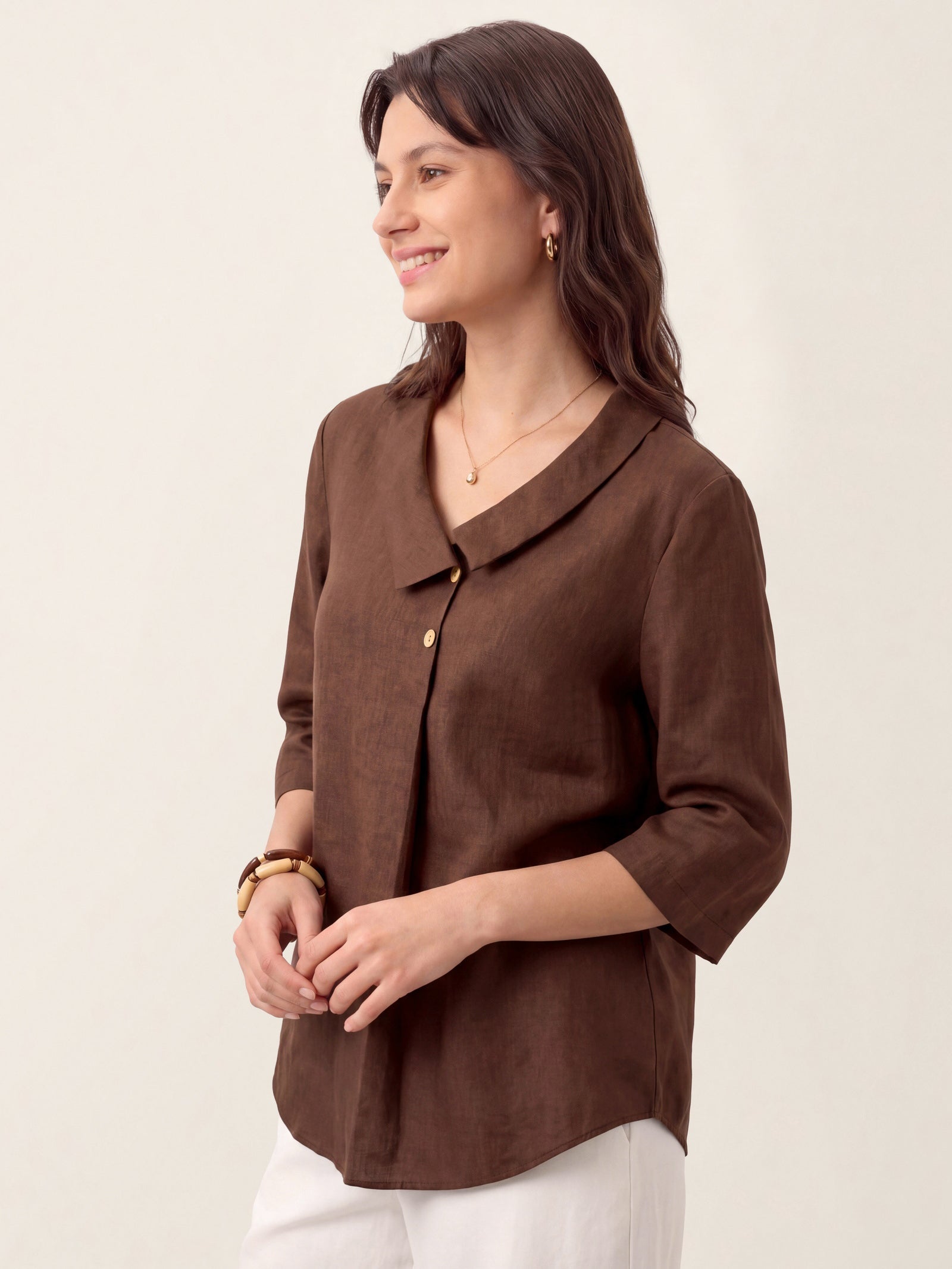 Ottilie | Top in Lino con Colletto Asimmetrico