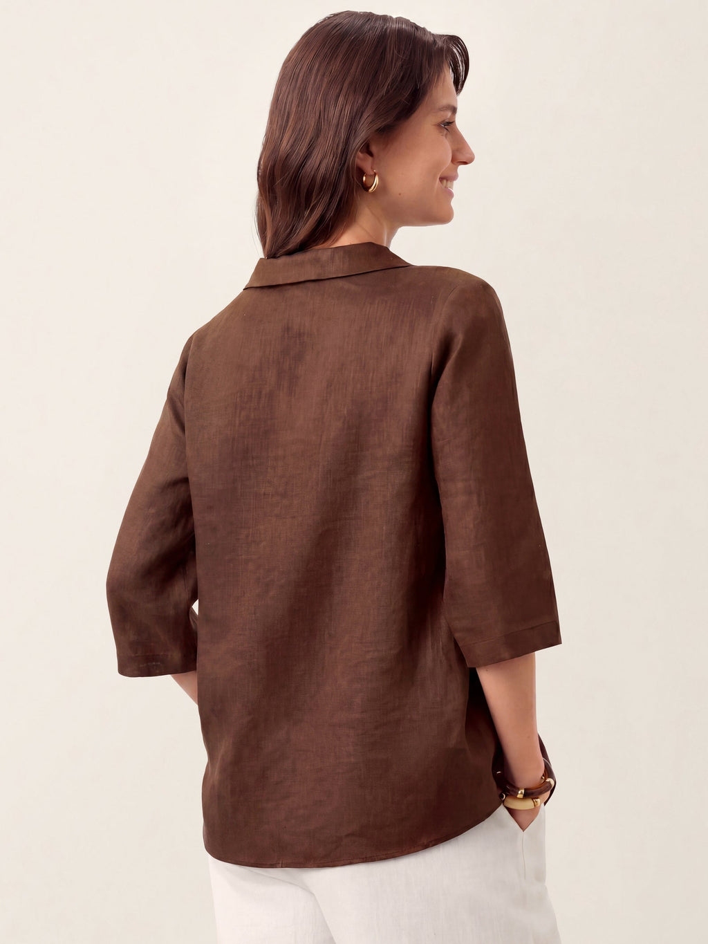 Ottilie | Top in Lino con Colletto Asimmetrico