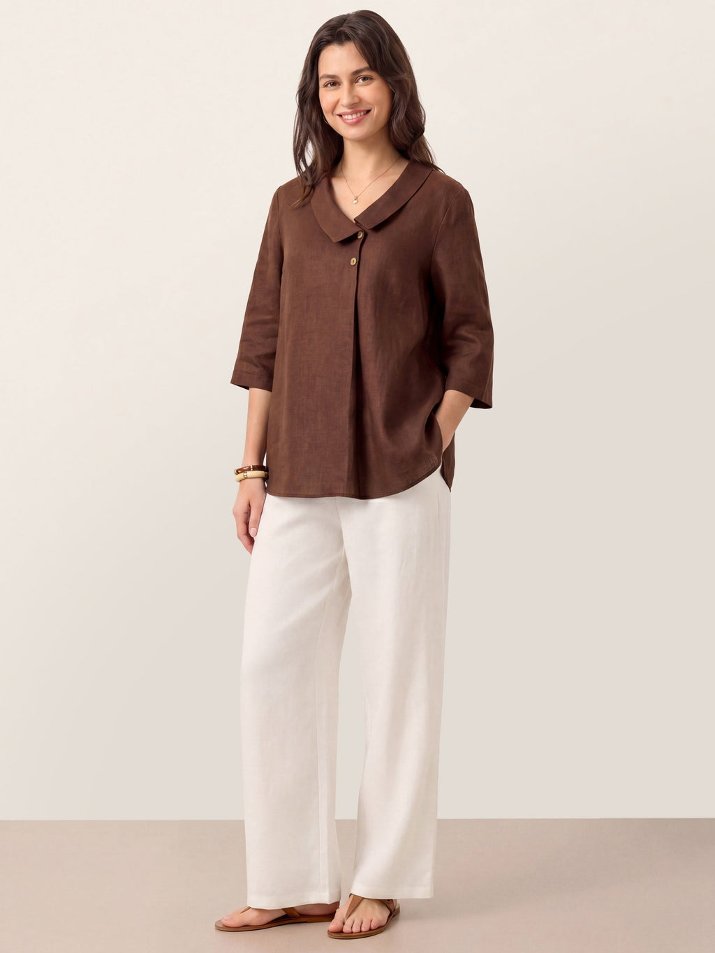 Ottilie | Top in Lino con Colletto Asimmetrico