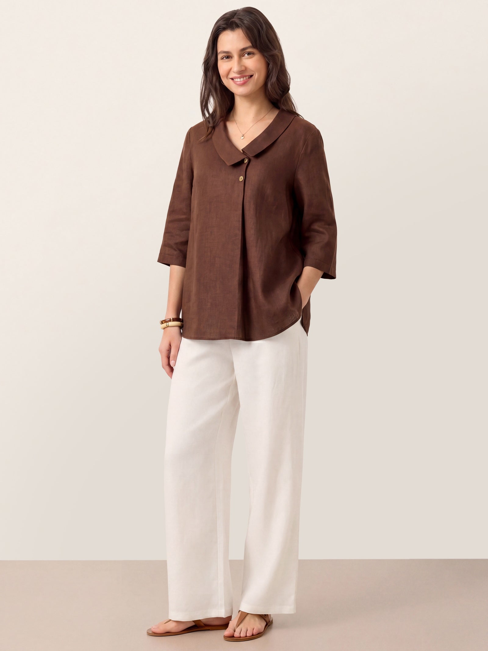 Ottilie | Top in Lino con Colletto Asimmetrico