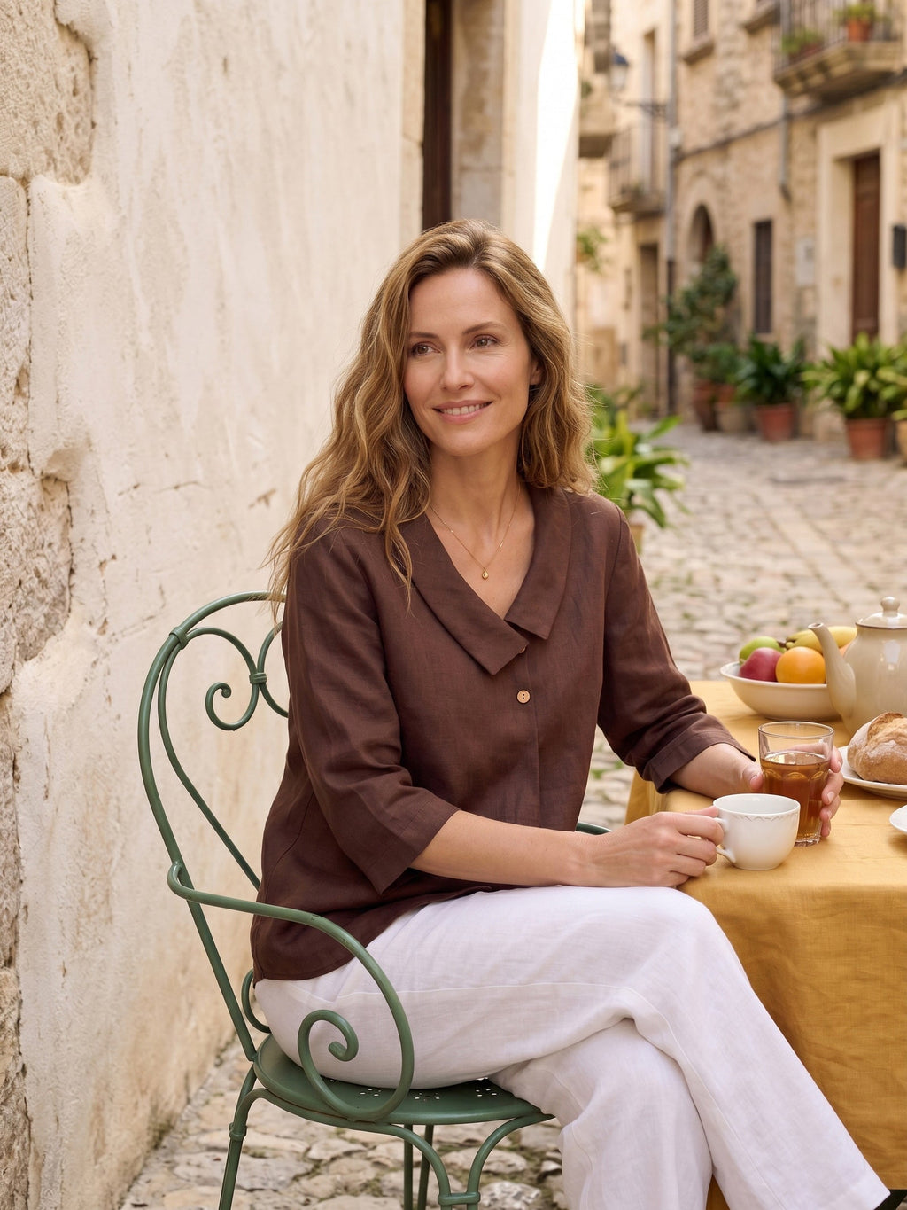 Ottilie | Top in Lino con Colletto Asimmetrico