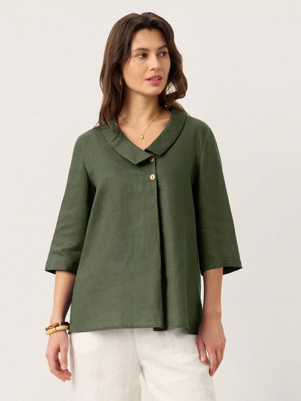 Ottilie | Top in Lino con Colletto Asimmetrico