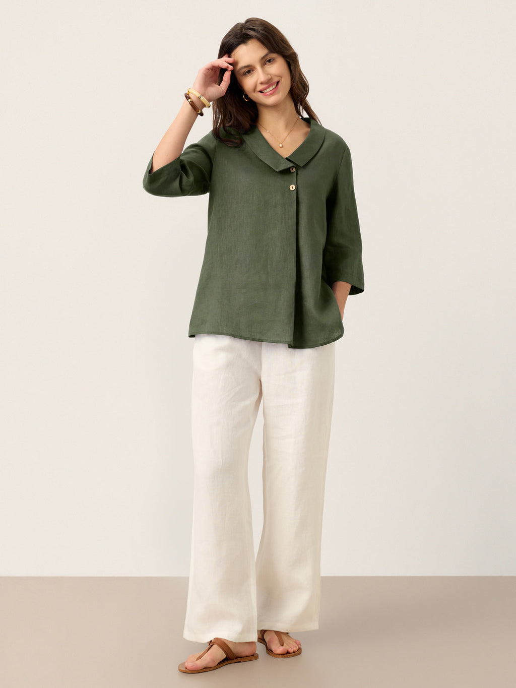 Ottilie | Top in Lino con Colletto Asimmetrico