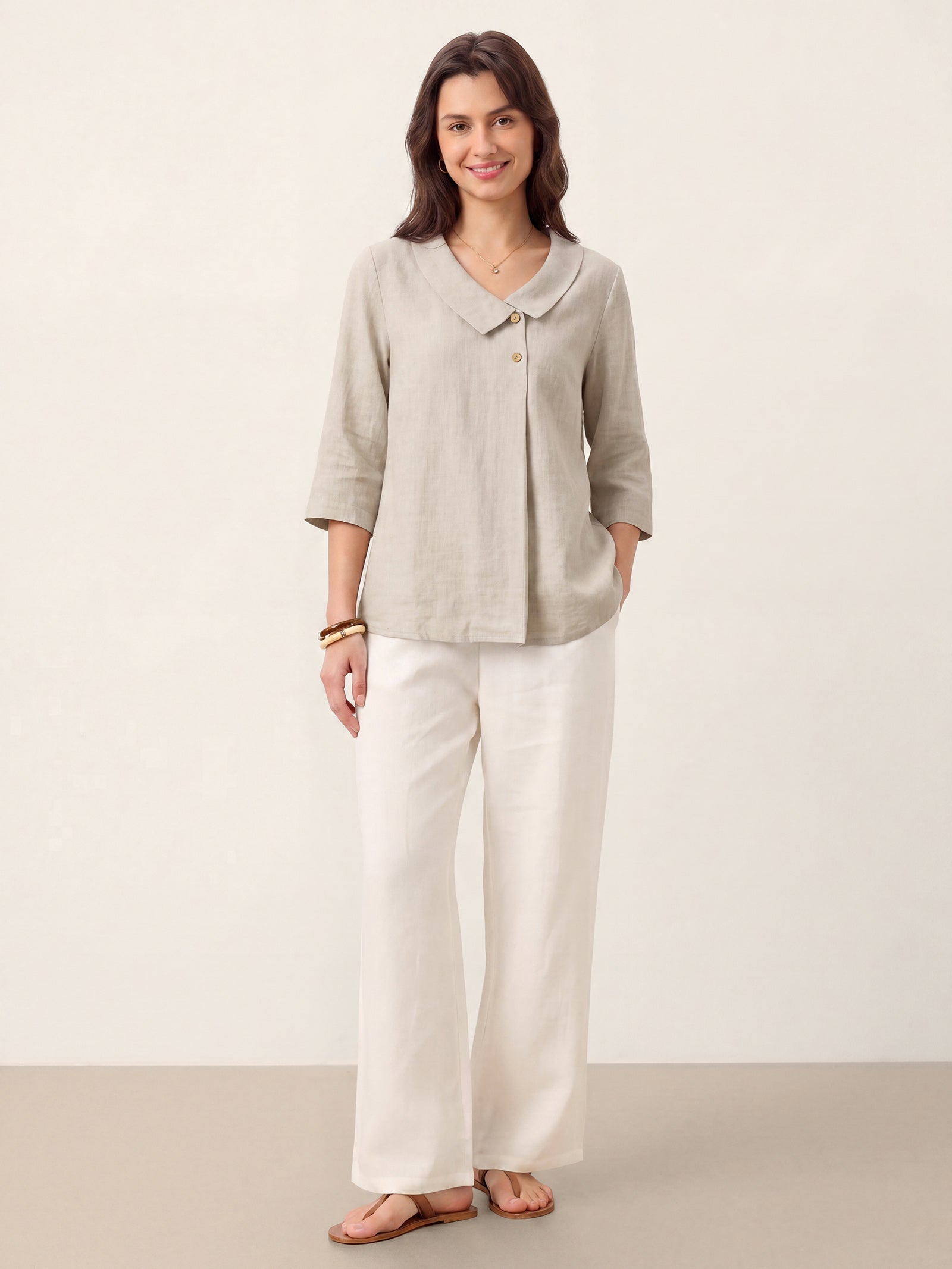 Ottilie | Top in Lino con Colletto Asimmetrico
