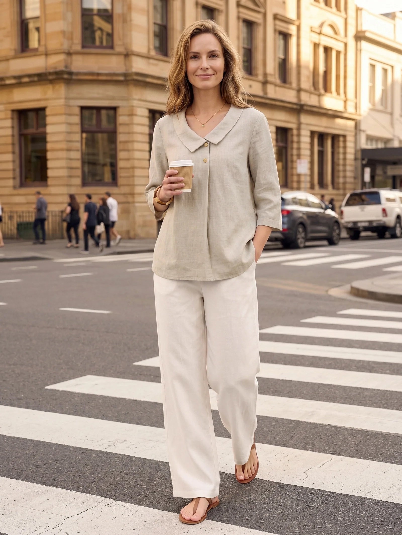 Ottilie | Top in Lino con Colletto Asimmetrico