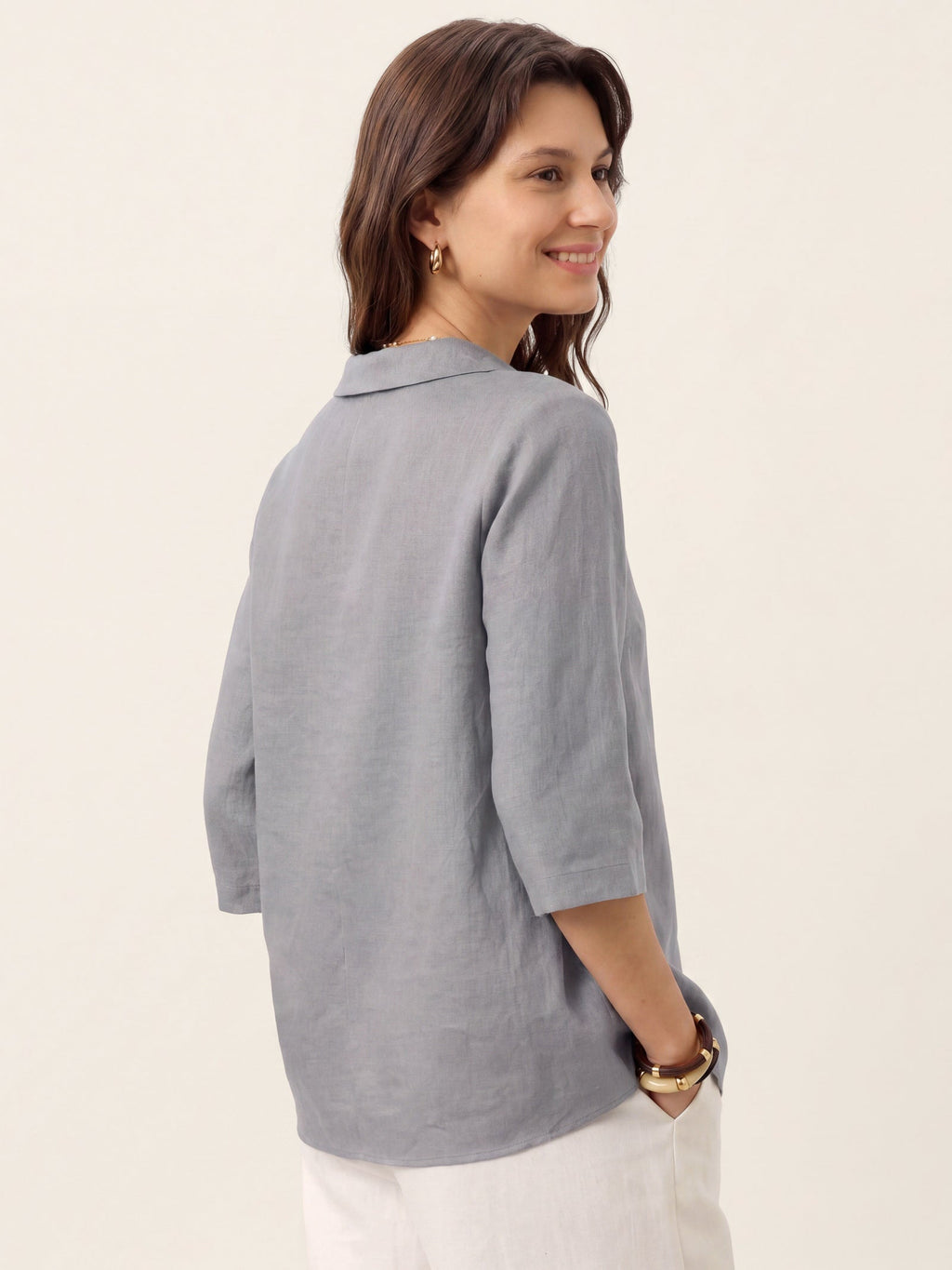 Ottilie | Top in Lino con Colletto Asimmetrico