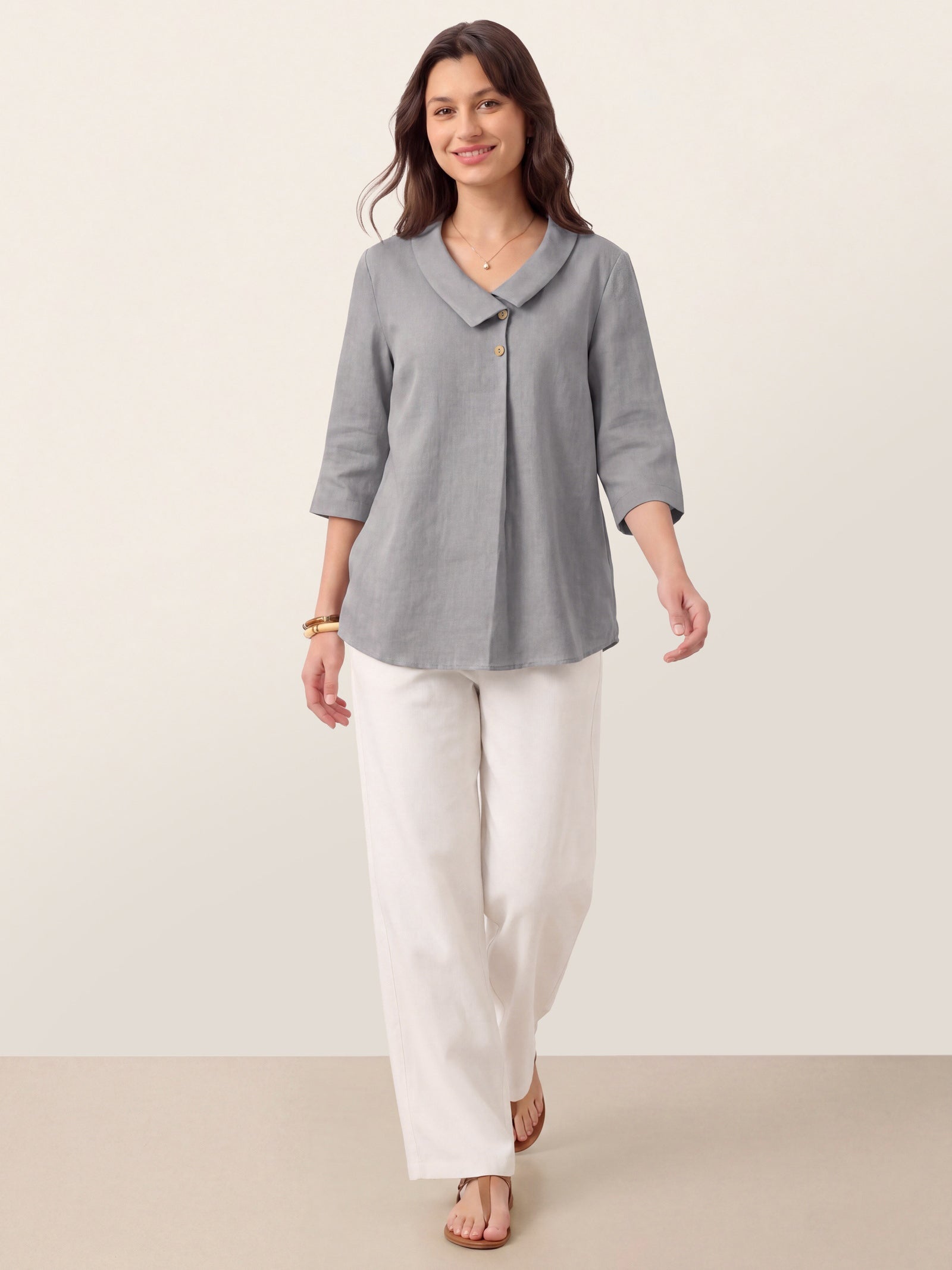 Ottilie | Top in Lino con Colletto Asimmetrico