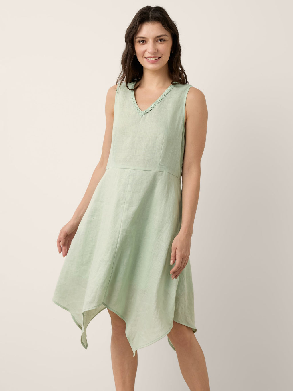 Alessia | Abito Mini in Lino con Scollo a V