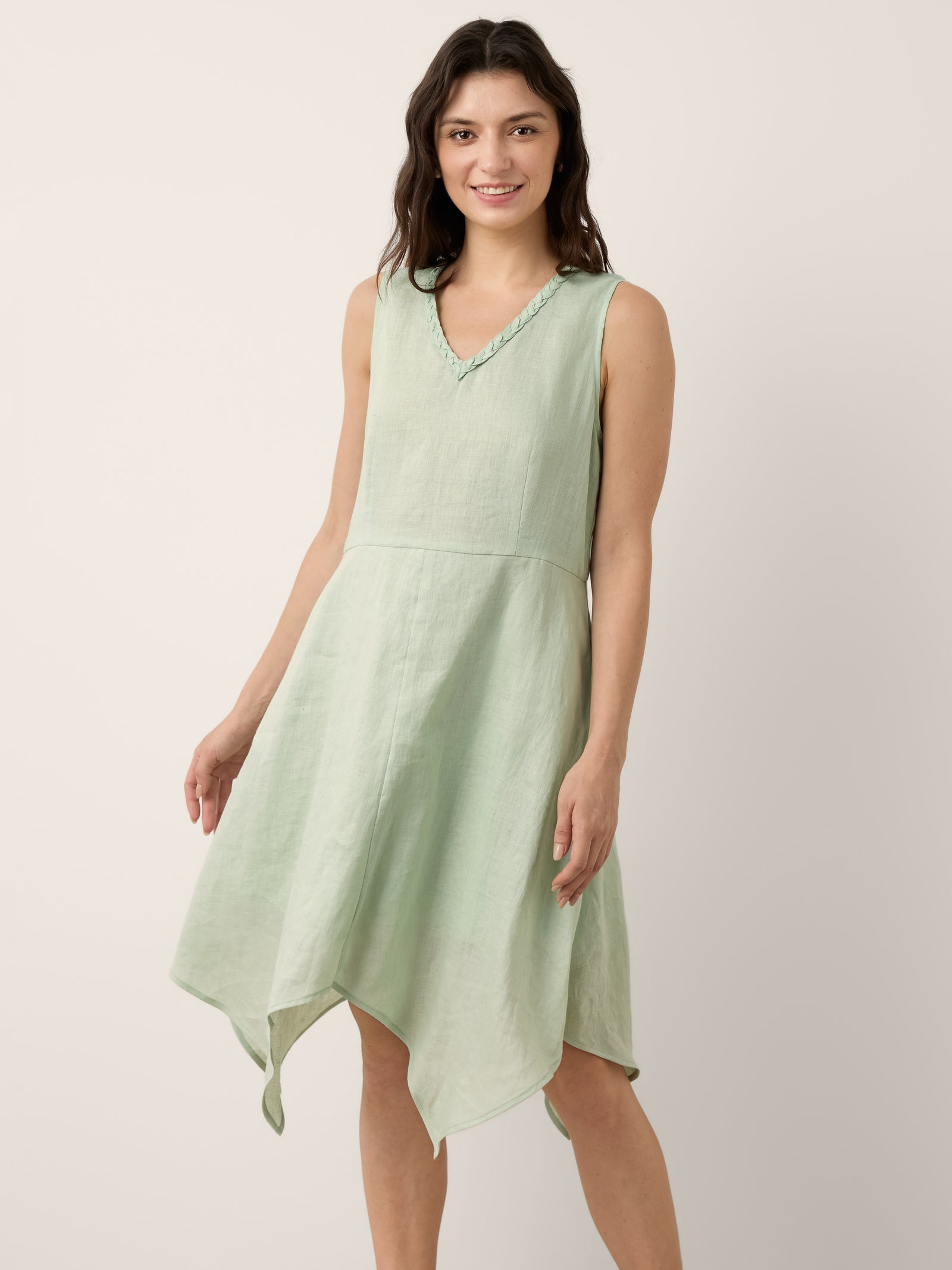 Alessia | Abito Mini in Lino con Scollo a V