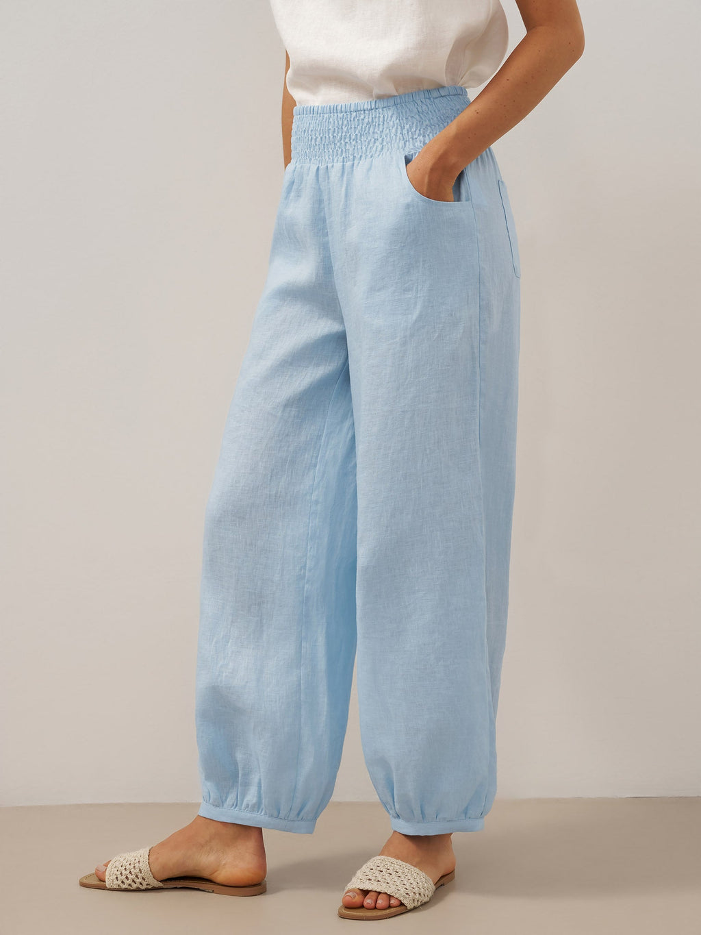 Giulia | Pantaloni in Lino con Vita Elastica Ampia