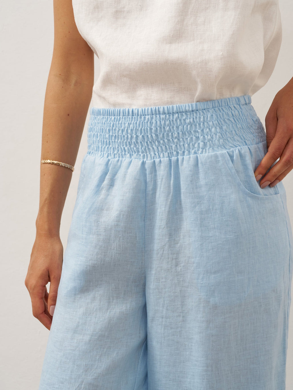 Bianca | Pantaloni in Lino con Vita Elastica