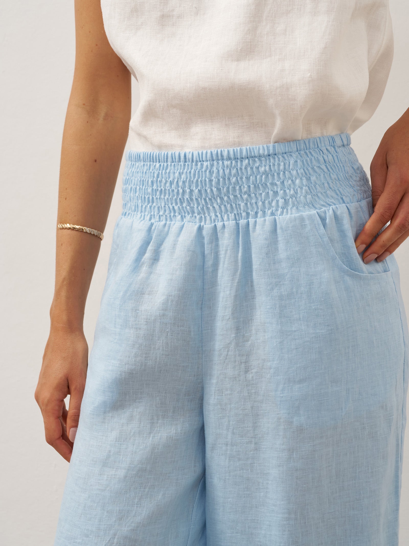 Bianca | Pantaloni in Lino con Vita Elastica