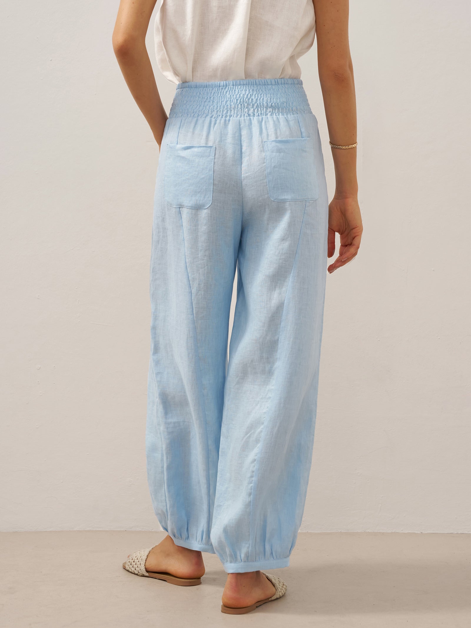 Bianca | Pantaloni in Lino con Vita Elastica