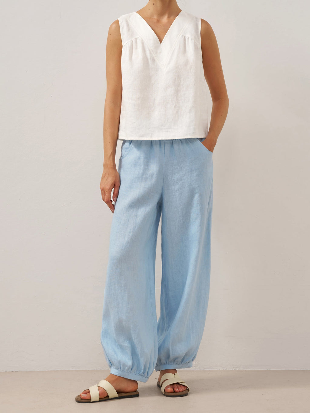 Bianca | Pantaloni in Lino con Vita Elastica