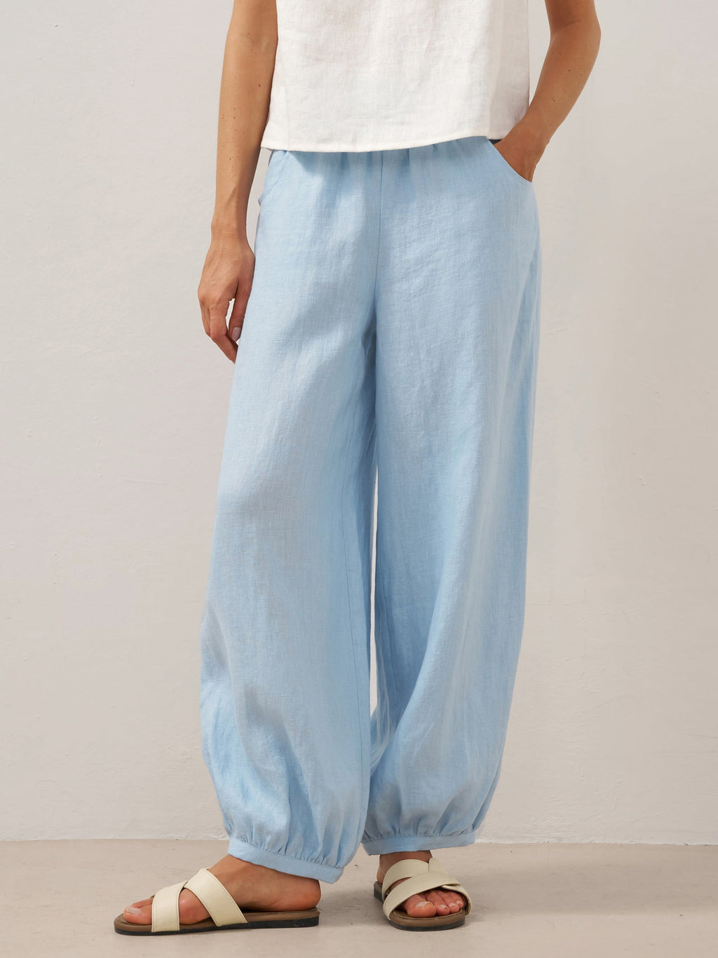 Bianca | Pantaloni in Lino con Vita Elastica