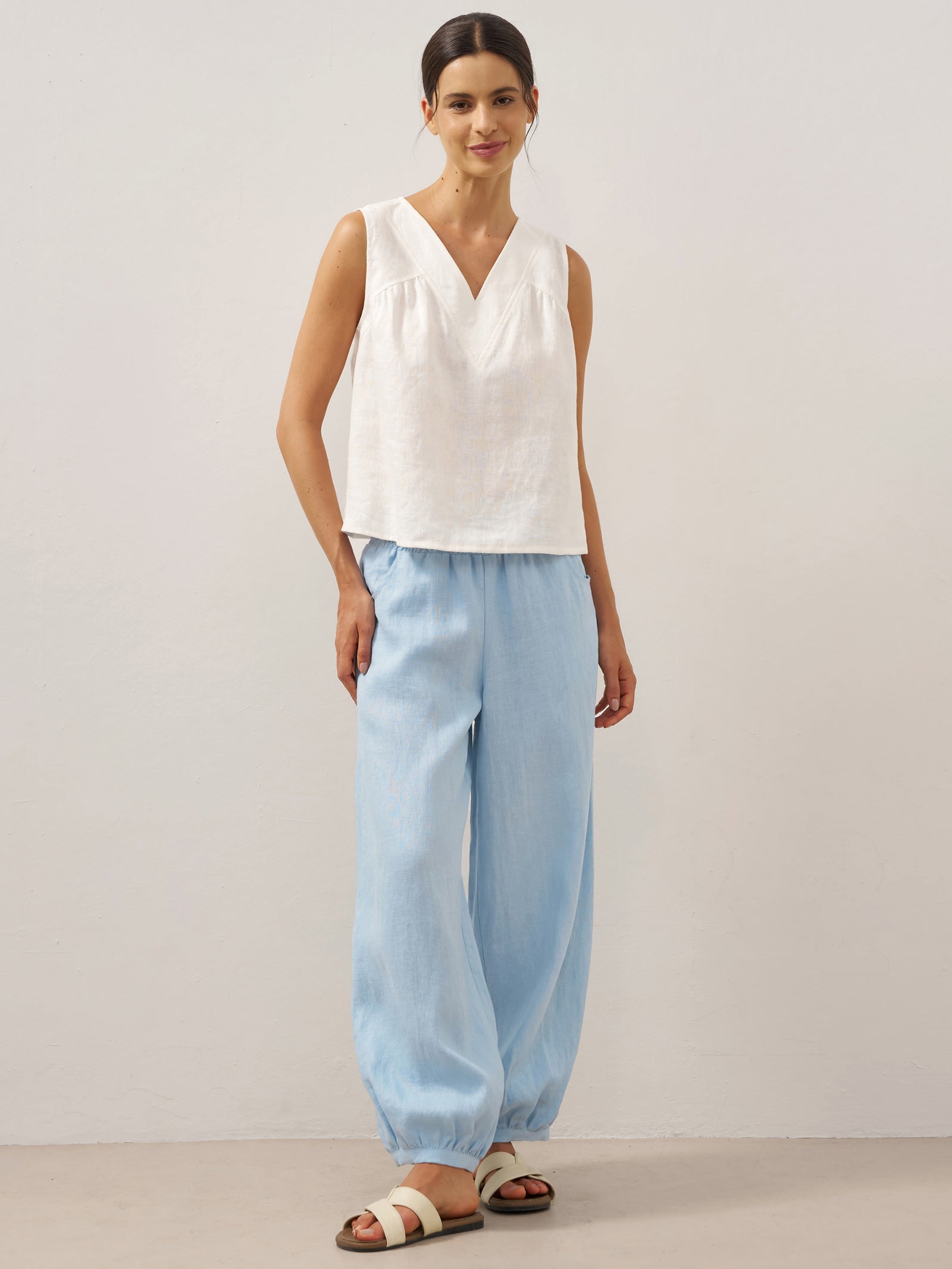 Bianca | Pantaloni in Lino con Vita Elastica