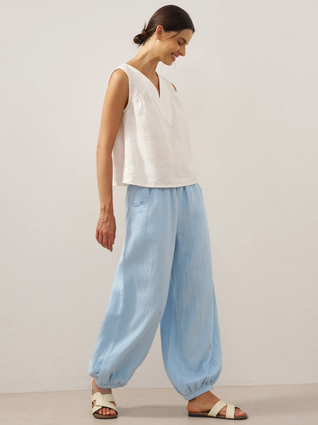 Giulia | Pantaloni in Lino con Vita Elastica Ampia