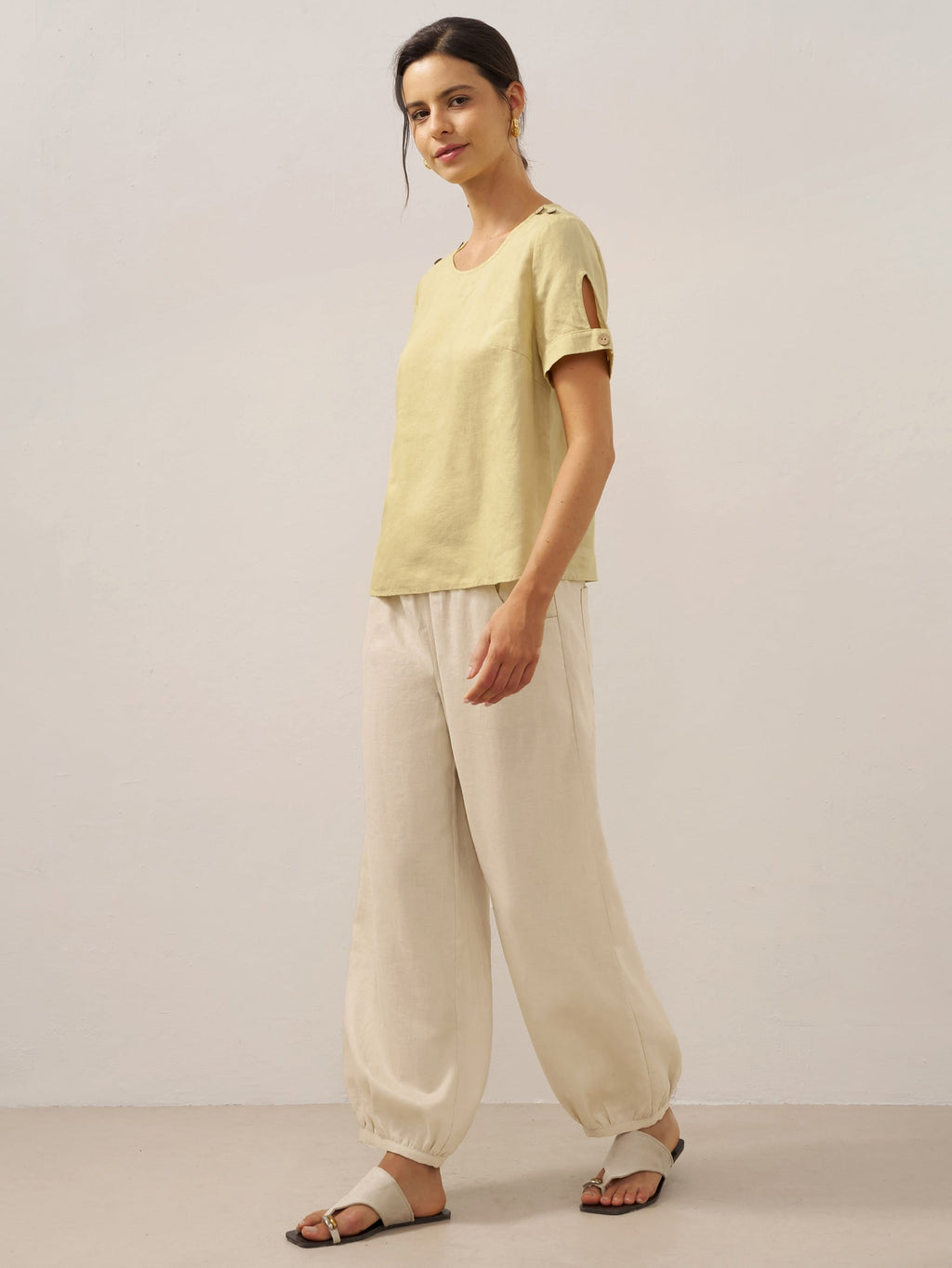 Bianca | Pantaloni in Lino con Vita Elastica