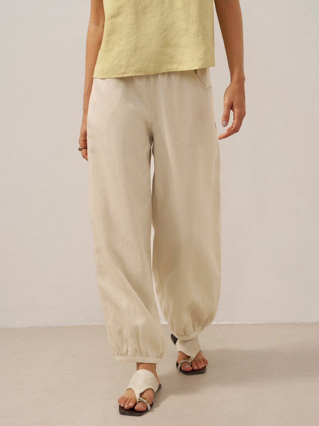Giulia | Pantaloni in Lino con Vita Elastica Ampia