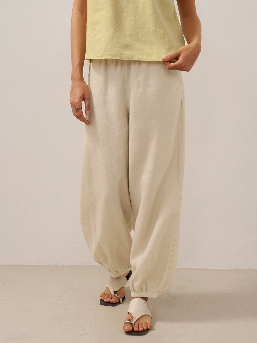Bianca | Pantaloni in Lino con Vita Elastica