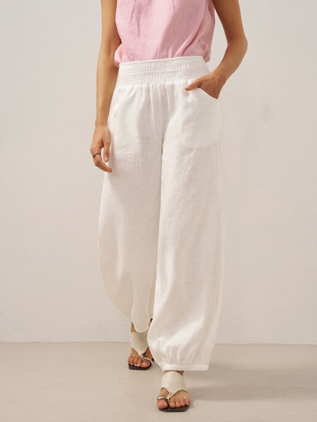 Giulia | Pantaloni in Lino con Vita Elastica Ampia