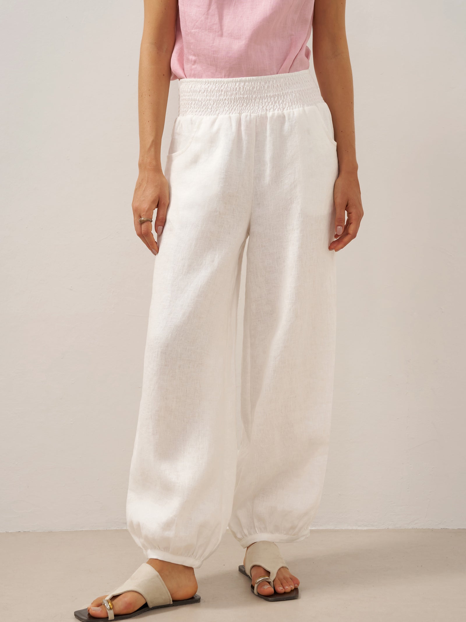 Giulia | Pantaloni in Lino con Vita Elastica Ampia