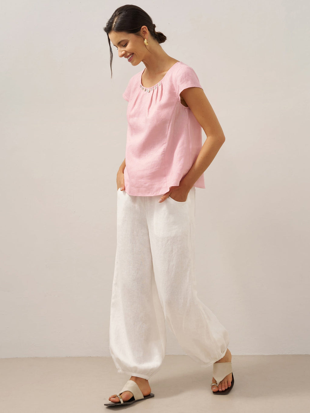 Giulia | Pantaloni in Lino con Vita Elastica Ampia